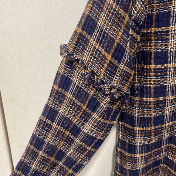 Madewell Plaid V neck Ruffle Shirt Dress - Picture 3 of 8